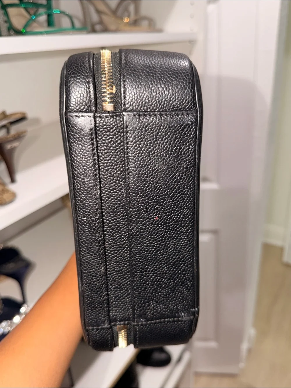 CHANEL Black Quilted Vanity-Style Top Handle Bag